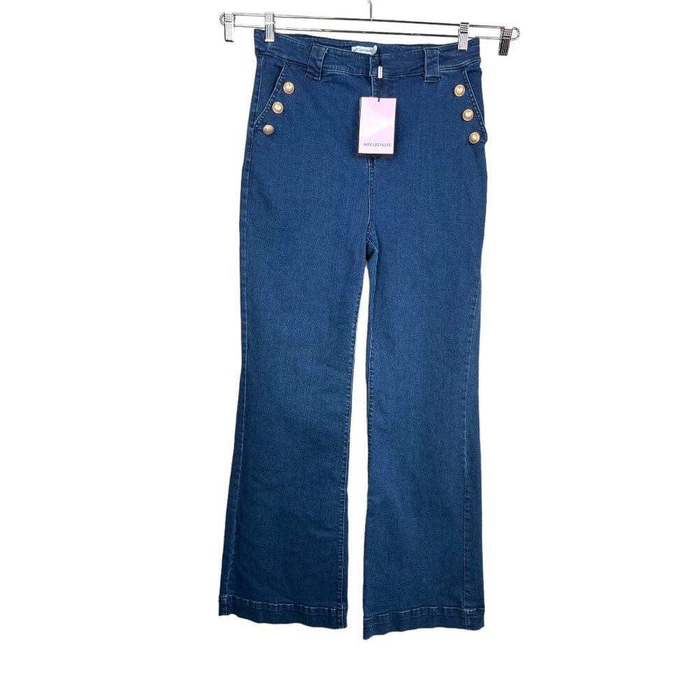 Avec Les Filles High rise Sailor Wide Flare leg Jeans 90s sz 31